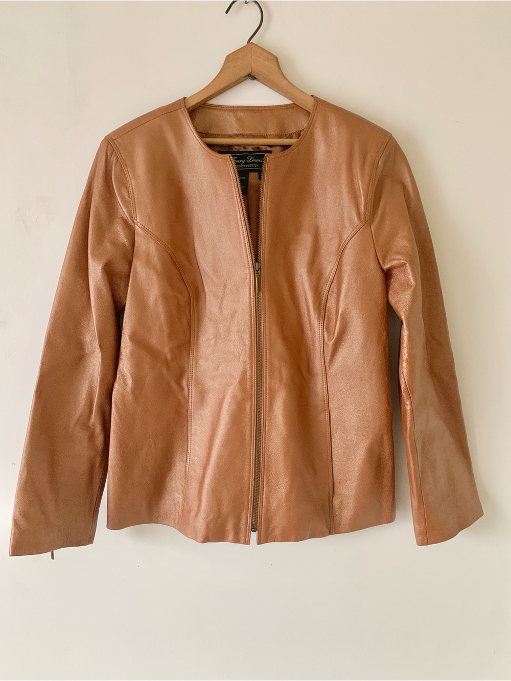 TERRY LEWIS Classic Luxuries Rusty Brown Leather Zip Jacket - Women